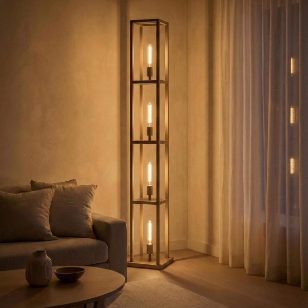 Metalen vloerlamp voor de woonkamer met LED-verlichting in industriële stijl – Strukt