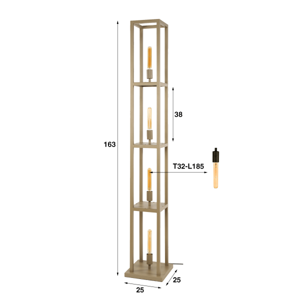 Metalen vloerlamp voor de woonkamer met LED-verlichting in industriële stijl – Strukt