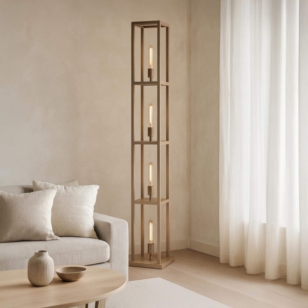 Metalen vloerlamp voor de woonkamer met LED-verlichting in industriële stijl – Strukt