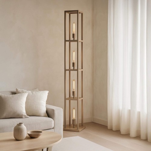 Metalen vloerlamp voor de woonkamer met LED-verlichting in industriële stijl – Strukt