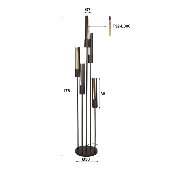 Design LED-vloerlamp in zwart metaal – Nova