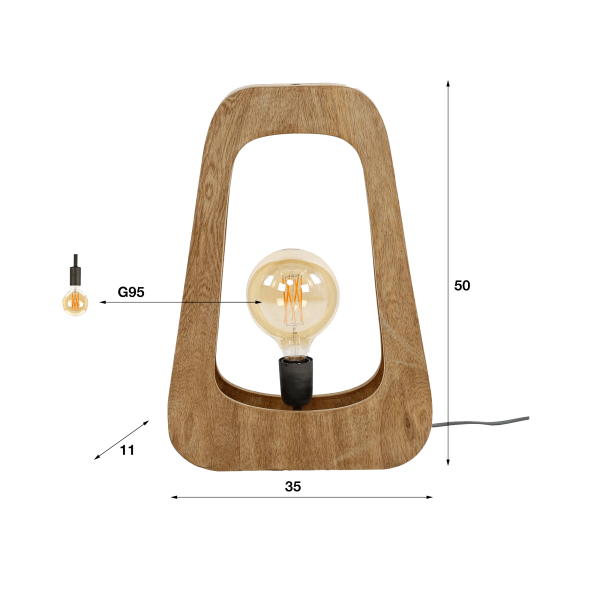 Tafellamp in massief mangohout – Noxios