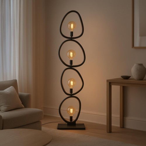 Design vloerlamp in zwart metaal – Solin