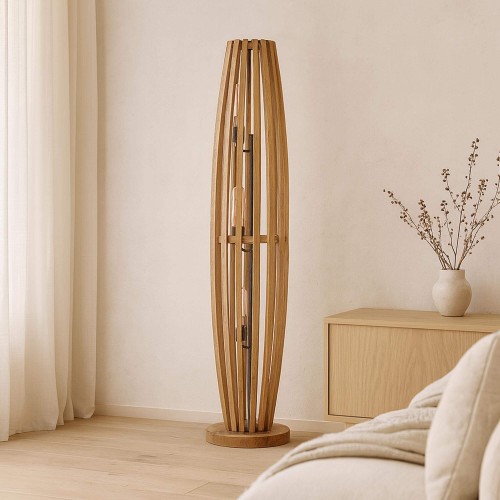 Staande lamp voor de woonkamer in massief mangohout – Arken