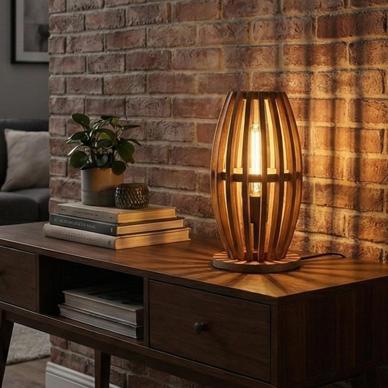 Staande vloerlamp in massief mangohout – Arken