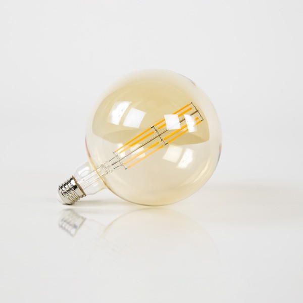 Gloeilamp met filament, globe Ø 15 cm (E27), amberkleurig glas [G150]