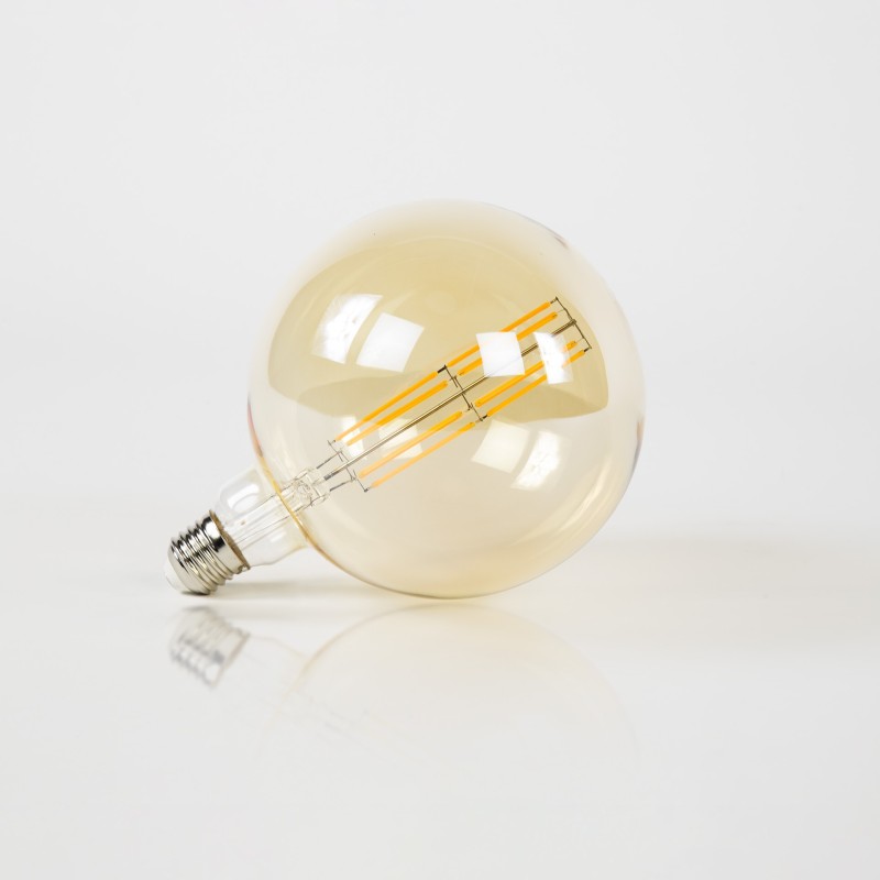Gloeilamp met filament, globe Ø 15 cm (E27), amberkleurig glas [G150]