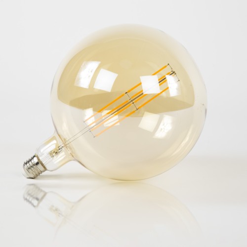 Gloeilamp met filament in globevorm 20 cm (E27), amberkleurig glas [G200]