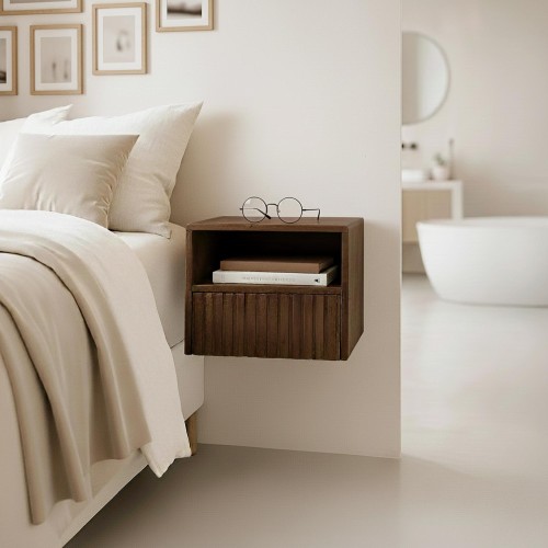 Zwevend nachtkastje in natuurlijk hout – Nest