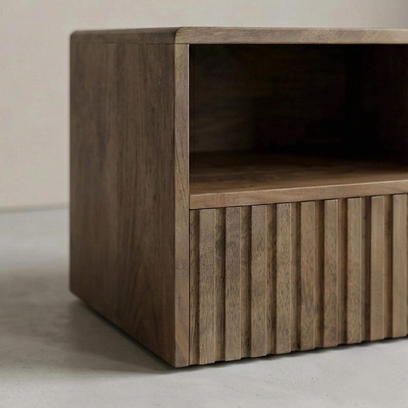 Zwevend nachtkastje in natuurlijk hout – Nest