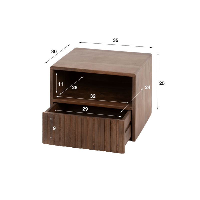 Zwevend nachtkastje in natuurlijk hout – Nest