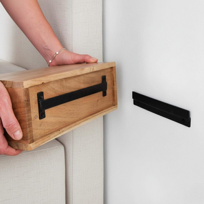 Zwevend nachtkastje in massief acaciahout – Curve