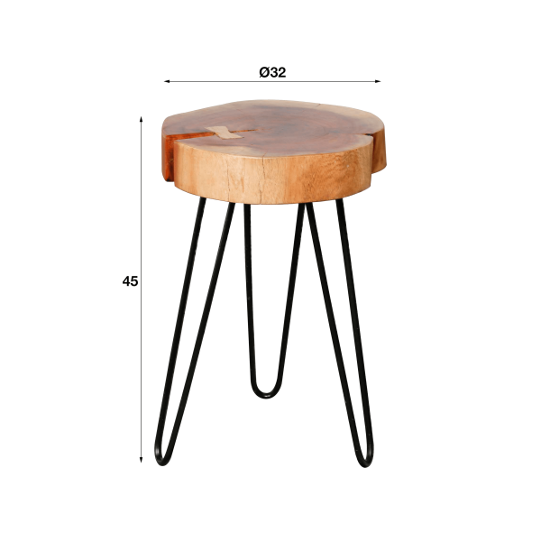 Bijzettafel in massief acaciahout (set van 2) – Trunk