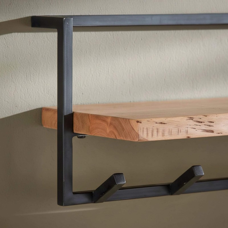 Wandkapstok met plank in massief hout – Solis