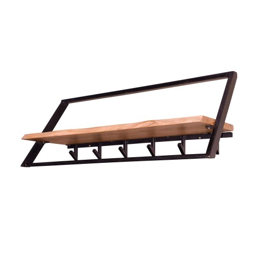 Wandkapstok in metaal met plank in massief hout – Lean