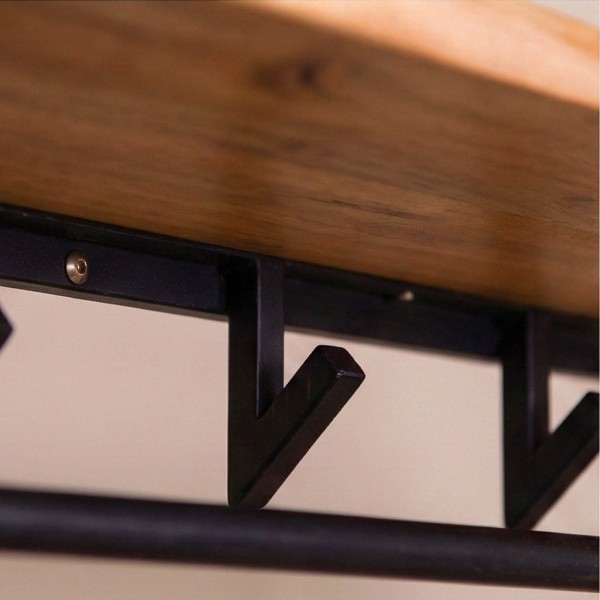 Wandkapstok in metaal met plank in massief hout – Lean