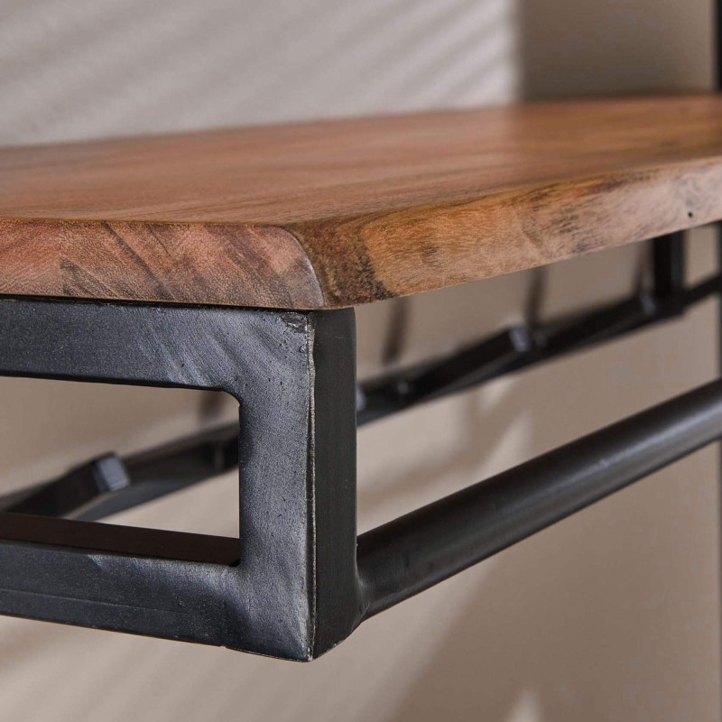 Wandkapstok in hout en metaal, industriële stijl – Custom