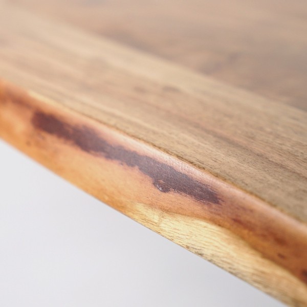 Massief houten eettafel met metalen mikado-poot en natuurlijke randen 220 cm