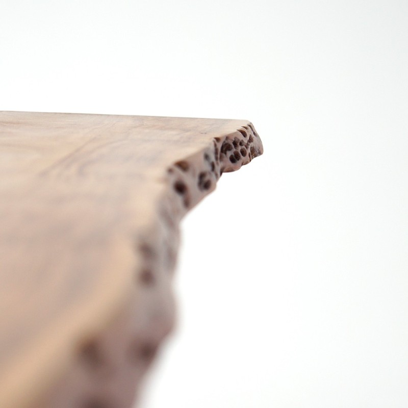 Massief houten eettafel met metalen mikado-poot en natuurlijke randen 220 cm