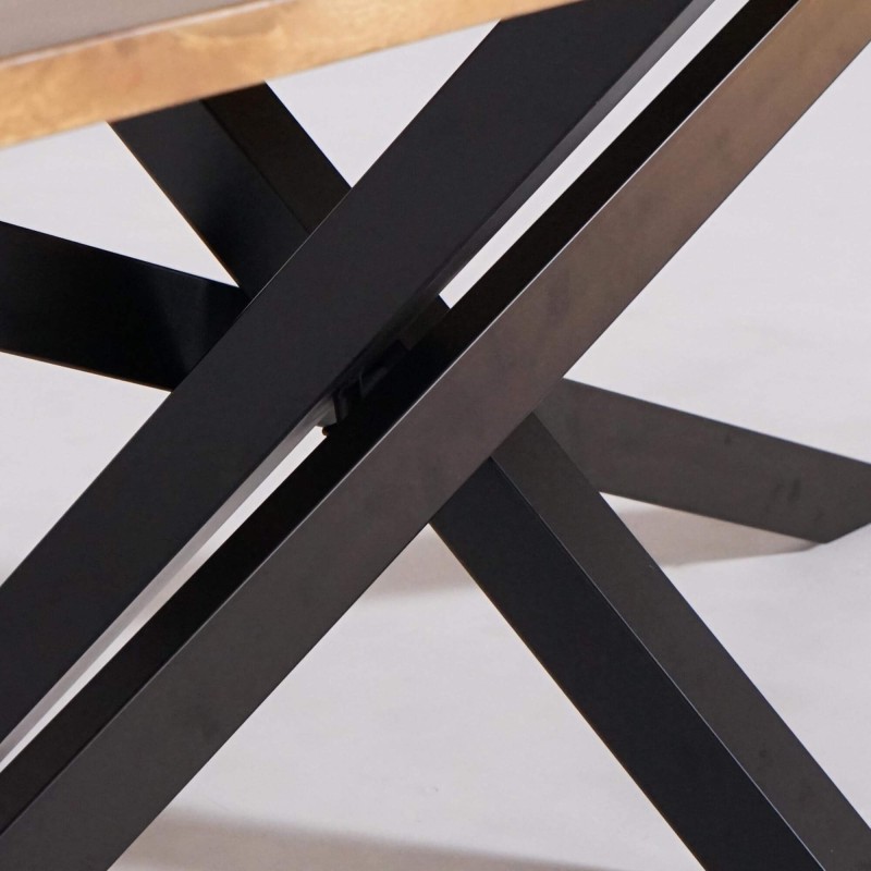 Massieve houten eettafel met metalen mikado-poot 200 cm