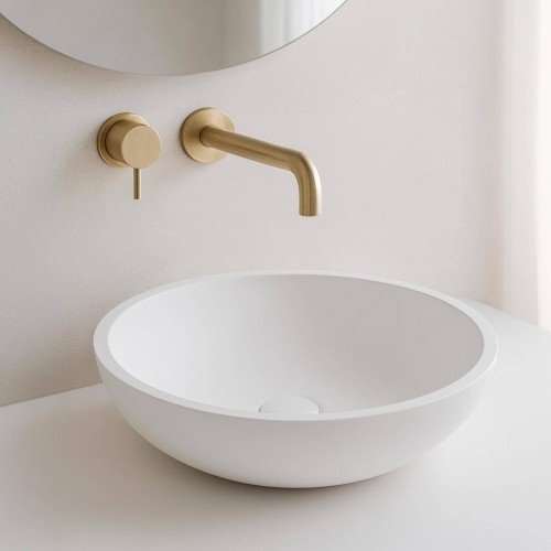 Opbouw waskom van keramiek, glanzend wit – Ida