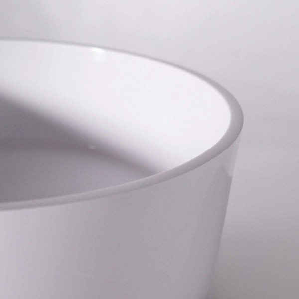 Ronde opbouw waskom van keramiek, glanzend wit – Rundo