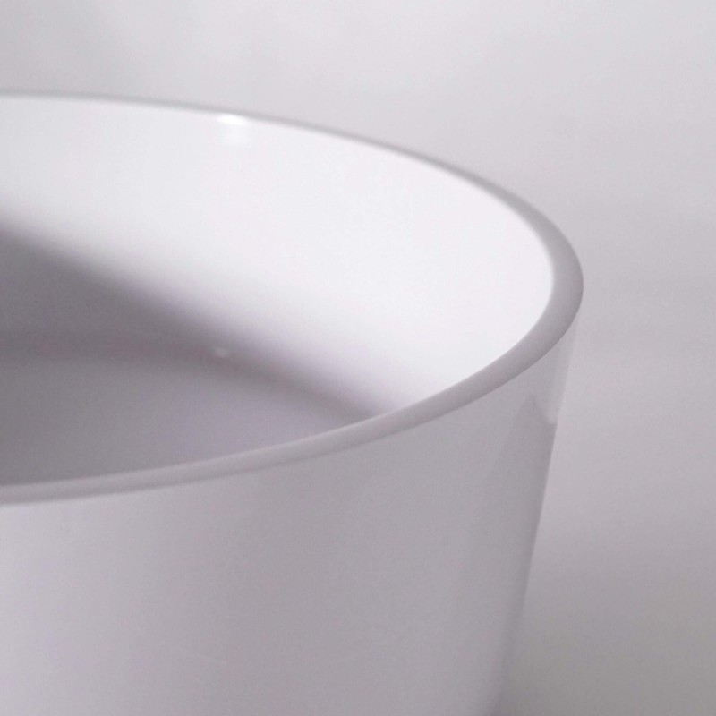 Ronde opbouw waskom van keramiek, glanzend wit – Rundo