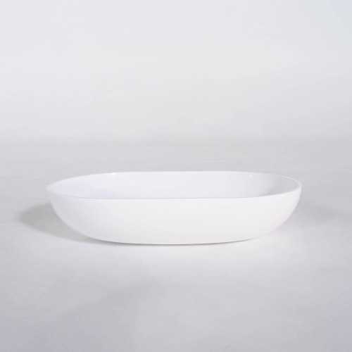 Ovale opbouw waskom van keramiek, glanzend wit – Slender