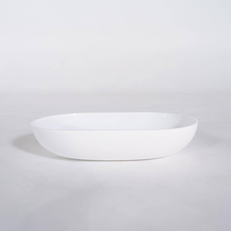 Ovale opbouw waskom van keramiek, glanzend wit – Slender