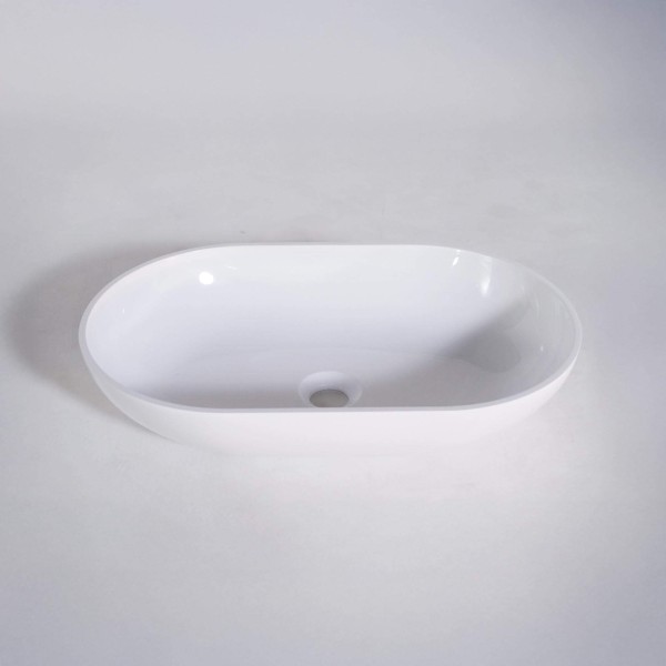 Ovale opbouw waskom van keramiek, glanzend wit – Slender