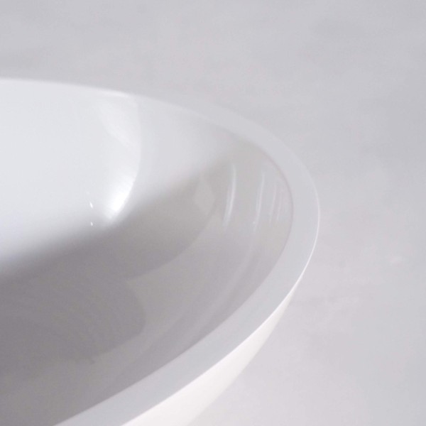 Ovale opbouw waskom van keramiek, glanzend wit – Vase