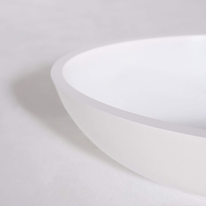 Ovale opbouw waskom van keramiek, glanzend wit – Vase