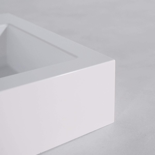 Rechthoekige opbouw waskom van keramiek, glanzend wit – Odon