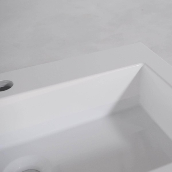 Rechthoekige opbouw waskom van keramiek, glanzend wit – Odon