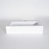 Rechthoekige opbouw waskom van keramiek, glanzend wit – Odon