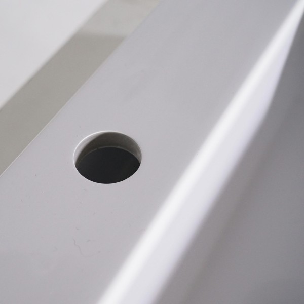 Rechthoekige opbouw waskom van keramiek, glanzend wit – Odon