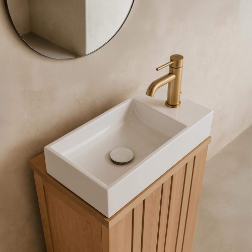 Opbouw waskom van keramiek, glanzend wit – Klepsy