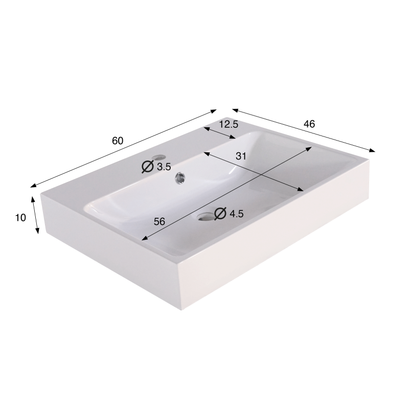 Keramische badkamerwastafel, glanzend wit – Anna