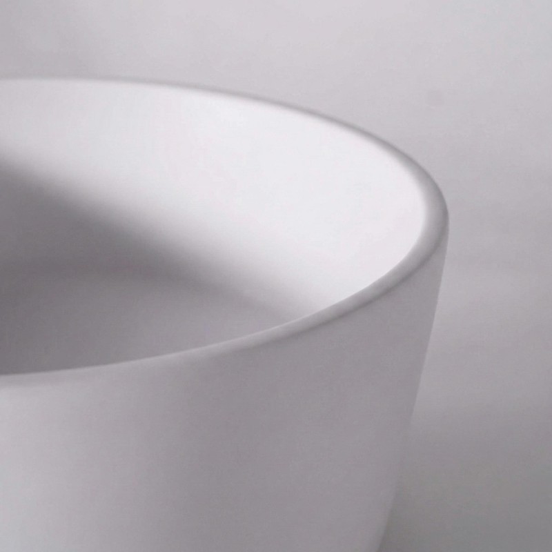 Ronde keramische waskom, mat wit – Rundo