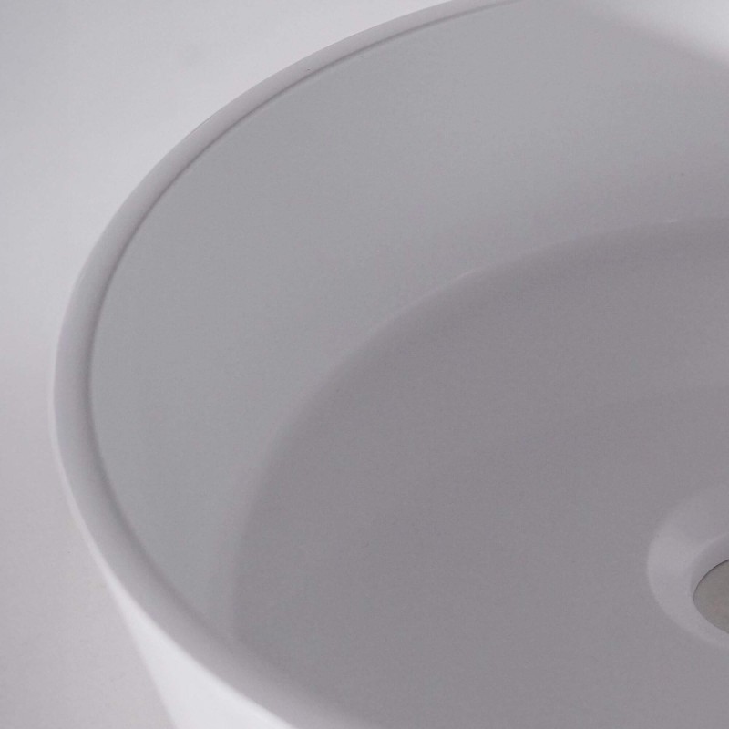 Ronde keramische waskom, mat wit – Rundo