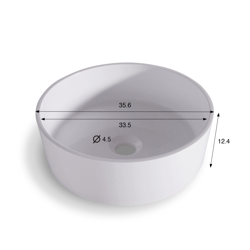 Ronde keramische waskom, mat wit – Rundo