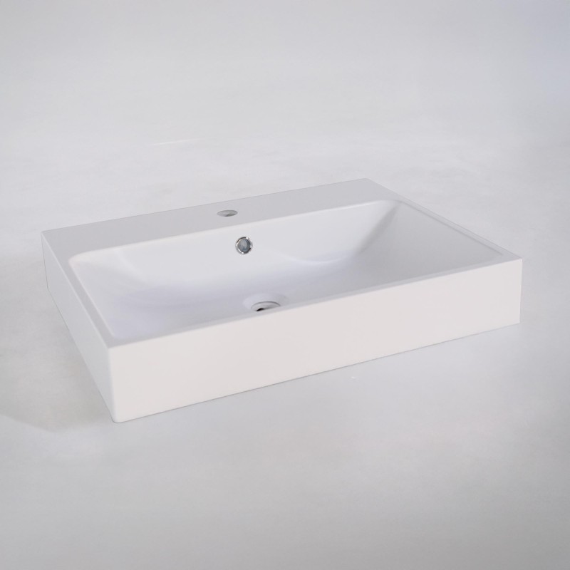 Keramische badkamerwastafel, mat wit – Anna