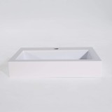 Rechthoekige opbouw waskom van keramiek, mat wit – Odon