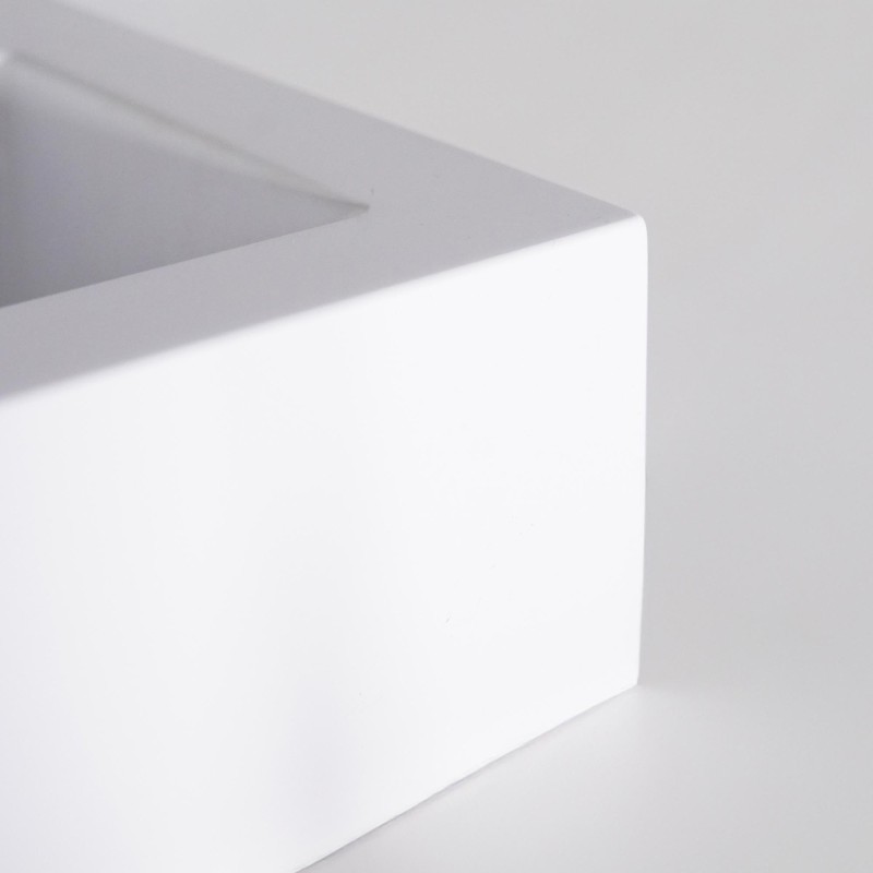 Rechthoekige opbouw waskom van keramiek, mat wit – Odon