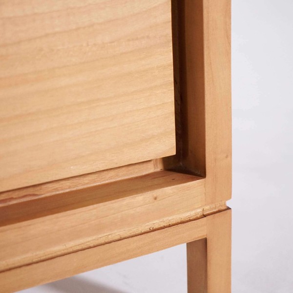 Badmeubel met enkele wastafel in massief hout, mat wit – Ashwini