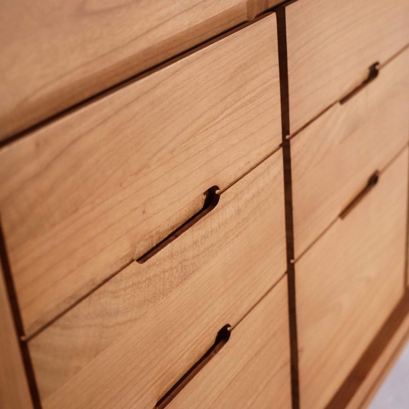 Badmeubel met dubbele wastafel in massief hout, mat wit – Ashwini