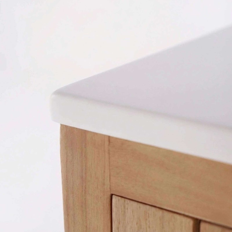 Badmeubel met enkele wastafel in massief hout, mat wit – Satya