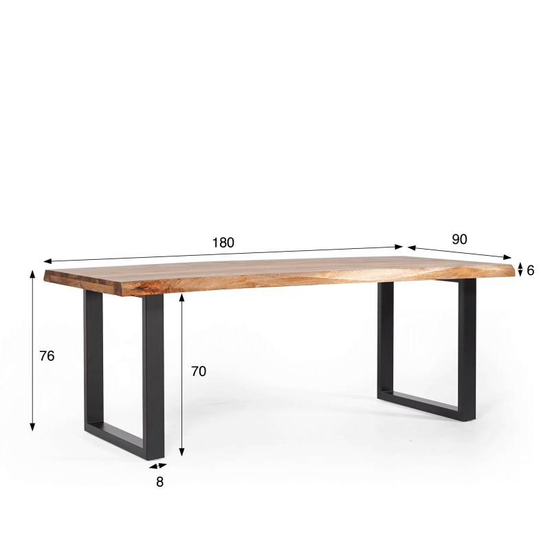 Massief houten tafel met metalen poten 180 cm - Rustik