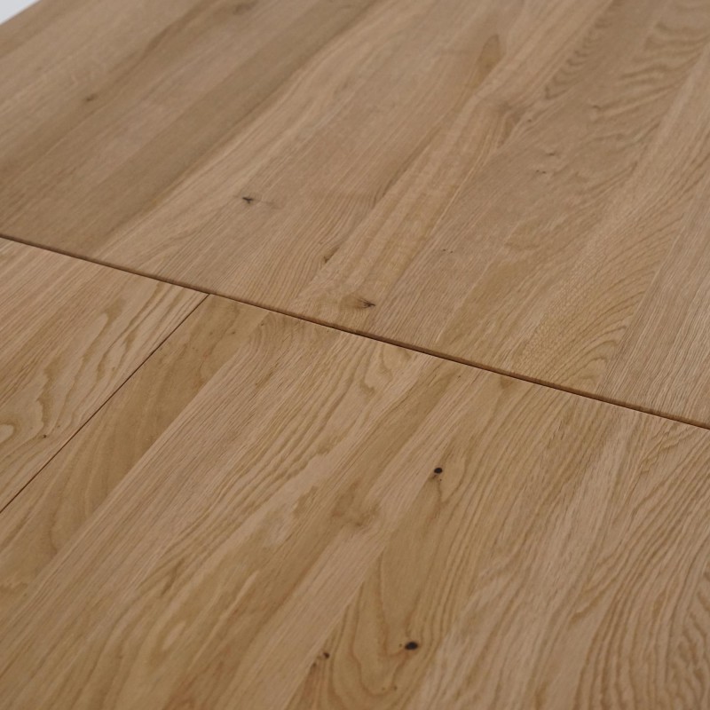 Rechthoekige eettafel in eikenhout van 140 × 80 cm met verlengblad van 50 cm