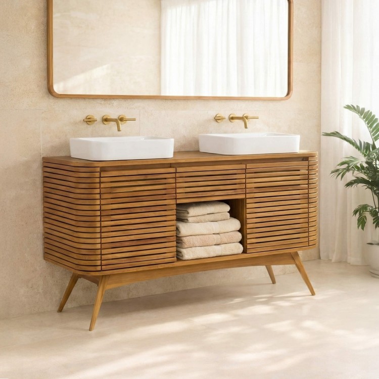Teakhouten badkamermeubels voor dubbele wastafels - Kama